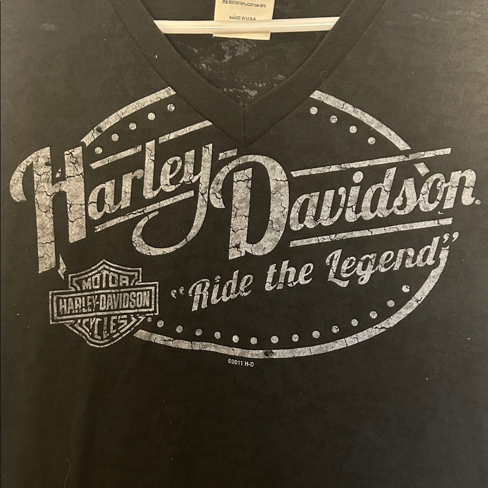 Harley-Davidson Cocoa Beach FL Black Graphic V-Neck L Ride the Legend (188) - Picture 3 of 6